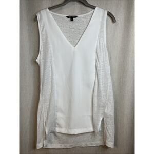 Banana Republic V-neck White Tank - Linen/Polyester Mix Material - Sz Small